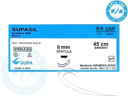 نخ جراحی سیلک دو سوزنه اسپاچولا با سوزن 8