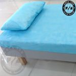 ست ملحفه کشدار 80220 و روبالشتی یکبار مصرف آبی 38 گرم